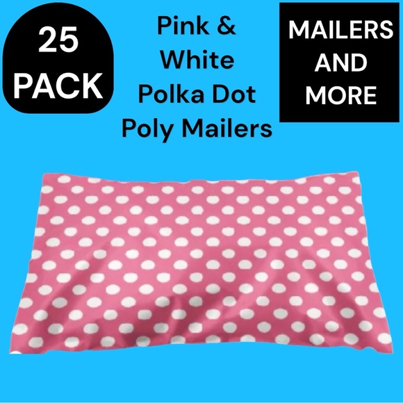 ❗️ Only 1 Left ❗️25 10X13 Poly Mailers Pink & White Polka Dot, Shipping Envelope - Picture 2 of 5
